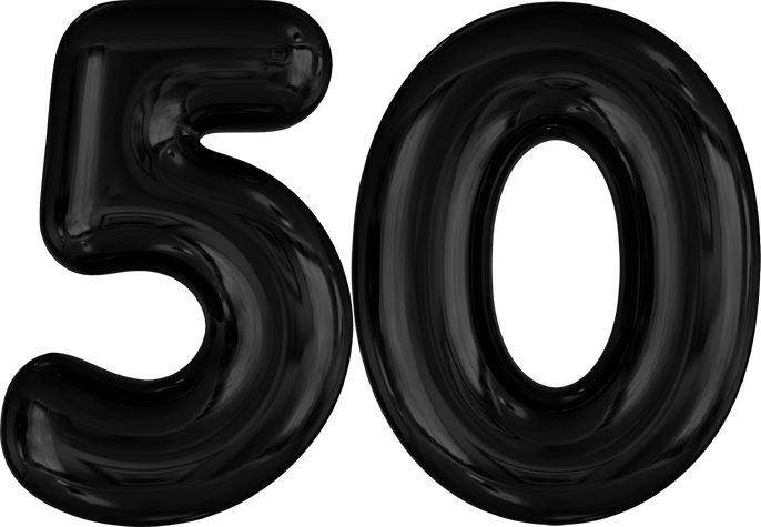 Number 50 Black Balloons